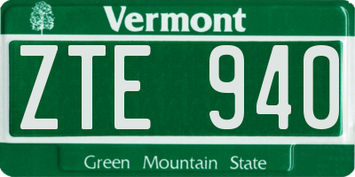 VT license plate ZTE940