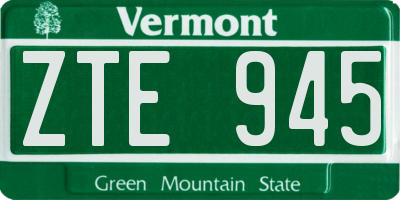 VT license plate ZTE945