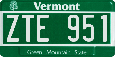 VT license plate ZTE951