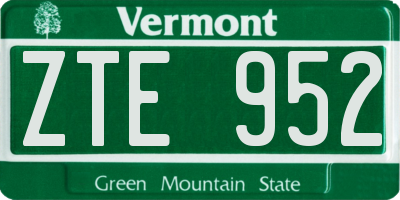 VT license plate ZTE952