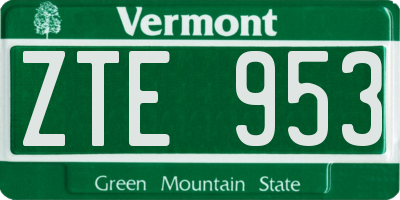 VT license plate ZTE953