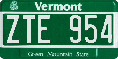 VT license plate ZTE954