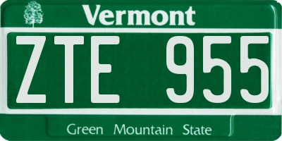 VT license plate ZTE955