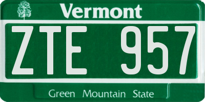 VT license plate ZTE957