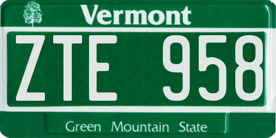 VT license plate ZTE958