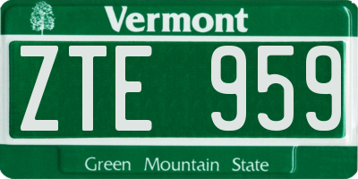 VT license plate ZTE959