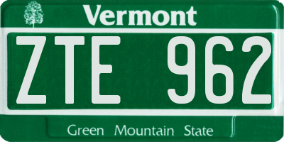 VT license plate ZTE962