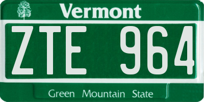 VT license plate ZTE964