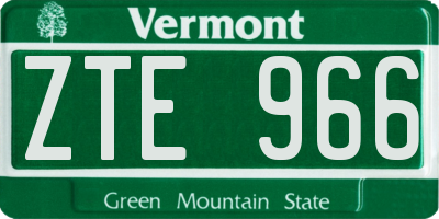 VT license plate ZTE966