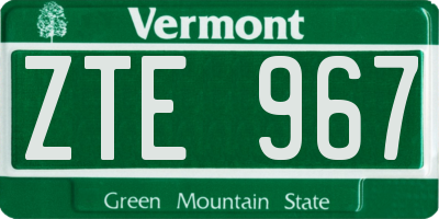 VT license plate ZTE967