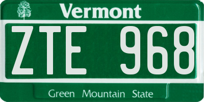 VT license plate ZTE968