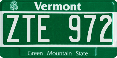 VT license plate ZTE972