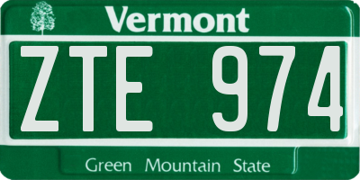 VT license plate ZTE974