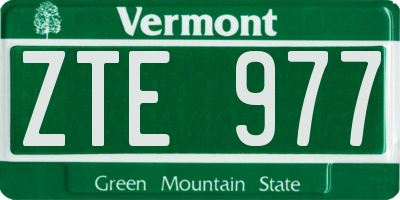VT license plate ZTE977