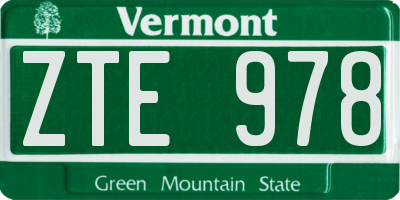 VT license plate ZTE978