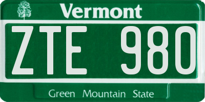 VT license plate ZTE980