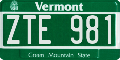 VT license plate ZTE981