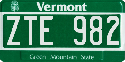 VT license plate ZTE982