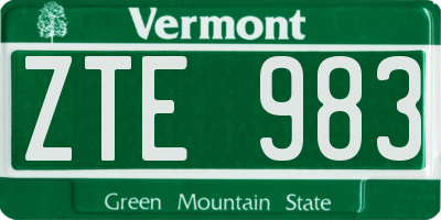 VT license plate ZTE983