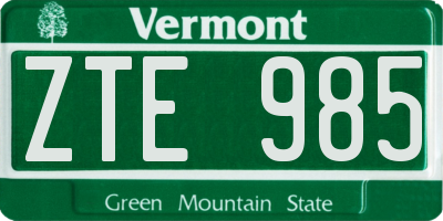 VT license plate ZTE985