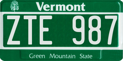 VT license plate ZTE987