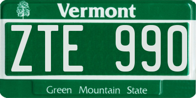 VT license plate ZTE990