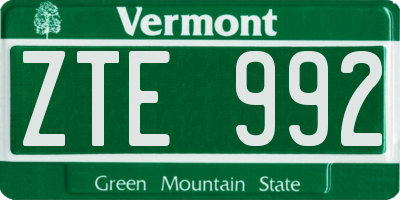 VT license plate ZTE992