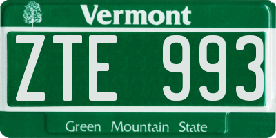 VT license plate ZTE993