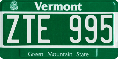 VT license plate ZTE995