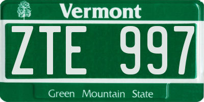 VT license plate ZTE997