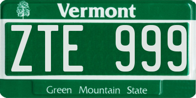 VT license plate ZTE999