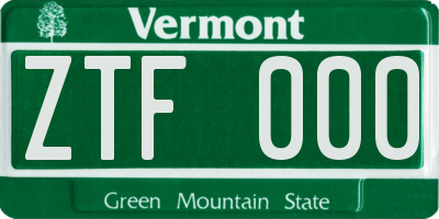 VT license plate ZTF000