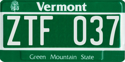 VT license plate ZTF037