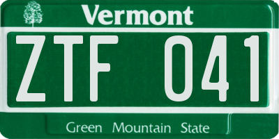 VT license plate ZTF041