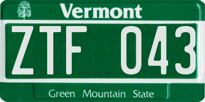 VT license plate ZTF043