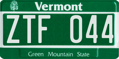 VT license plate ZTF044