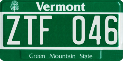 VT license plate ZTF046