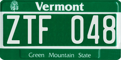 VT license plate ZTF048