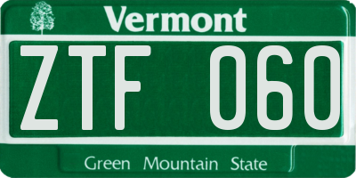 VT license plate ZTF060