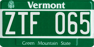 VT license plate ZTF065