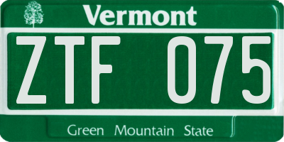 VT license plate ZTF075