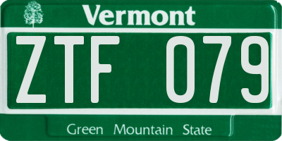 VT license plate ZTF079