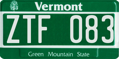 VT license plate ZTF083