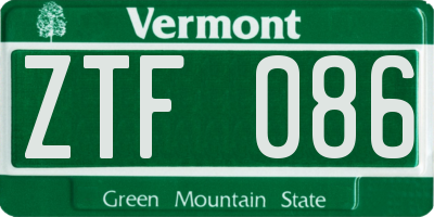 VT license plate ZTF086