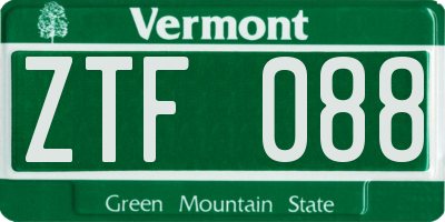 VT license plate ZTF088