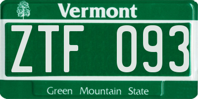 VT license plate ZTF093