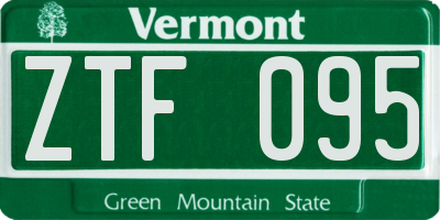 VT license plate ZTF095