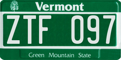 VT license plate ZTF097