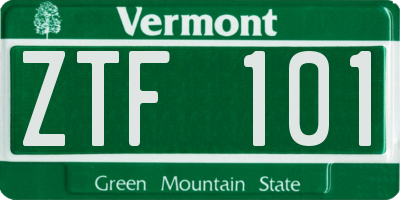 VT license plate ZTF101