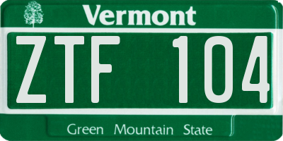 VT license plate ZTF104